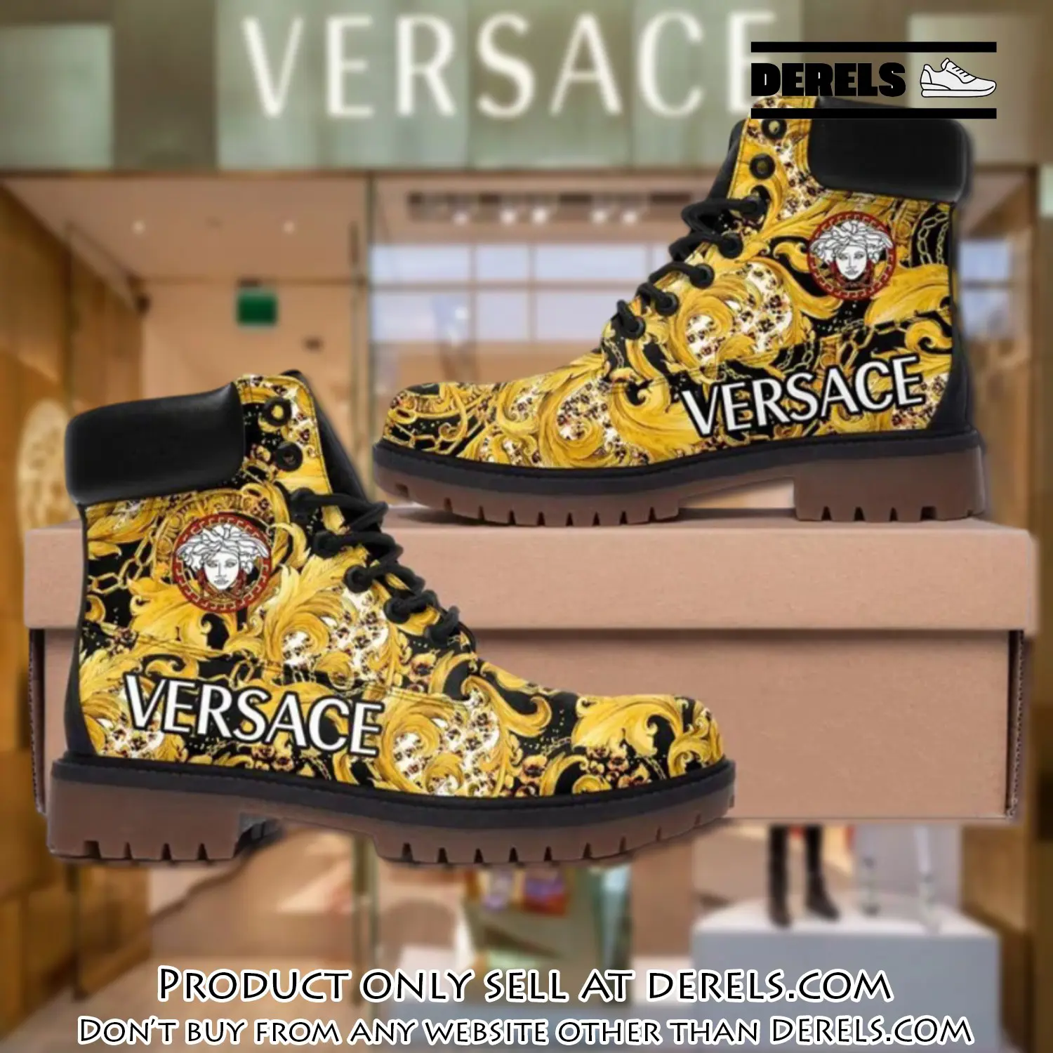 Versace medusa gold pattern luxury brand boots premium gifts for men women dr1410829